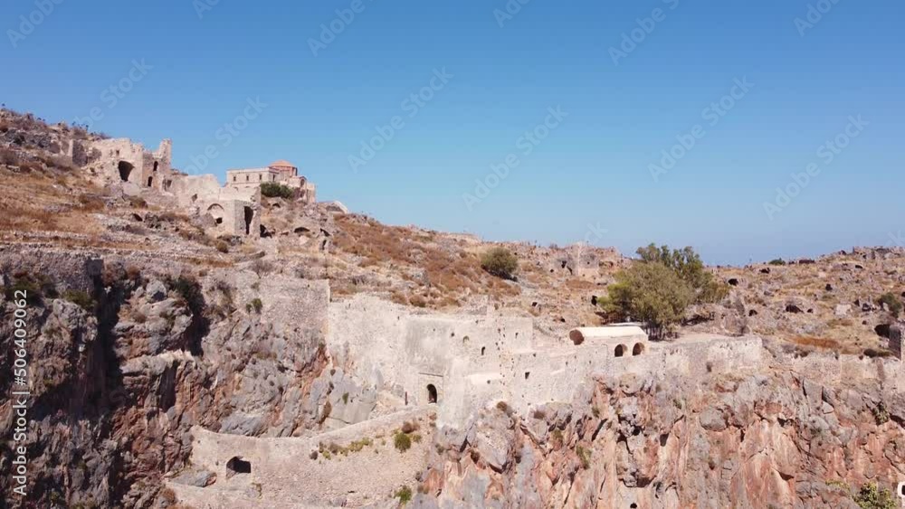 Ruins and Hagia Sofia Church in Monemvasia, Peloponnese, Greece - Ascending Pedestal Ruins and Hagia Sofia Church in Monemvasia, Peloponnese, Greece - Ascending Pedestal