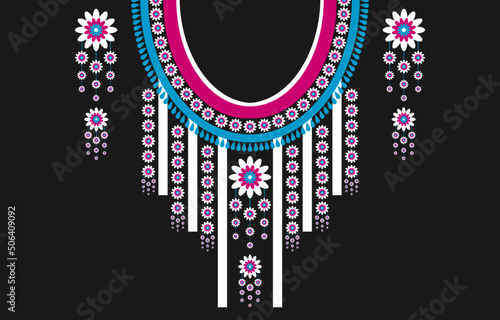 Flower necklace ethnic pattern. Ornament floral decorative. Geometric oriental traditional. Design for background, wallpaper, clothing, wrapping, fabric, textile, and embroidery.
