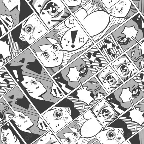 Anime vector cartoon seamless pattern background for wallpaper, wrapping, packing, and backdrop.