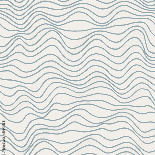 Seamless hand drawn pattern with blue waves