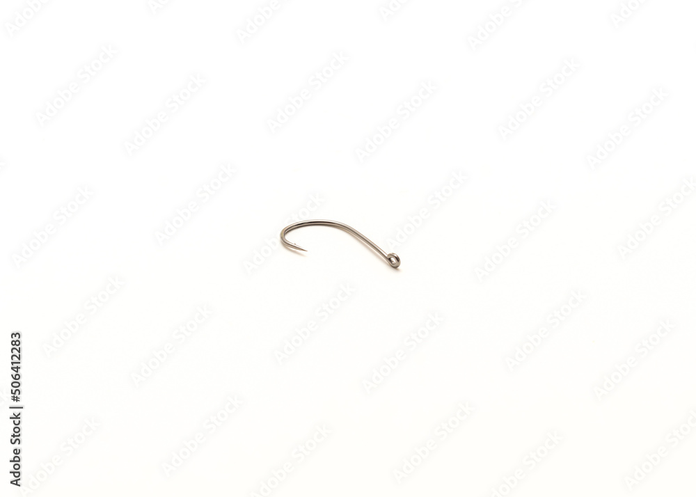 Single drop shot fishing hook size 2 made from high carbon steel isolated on white background