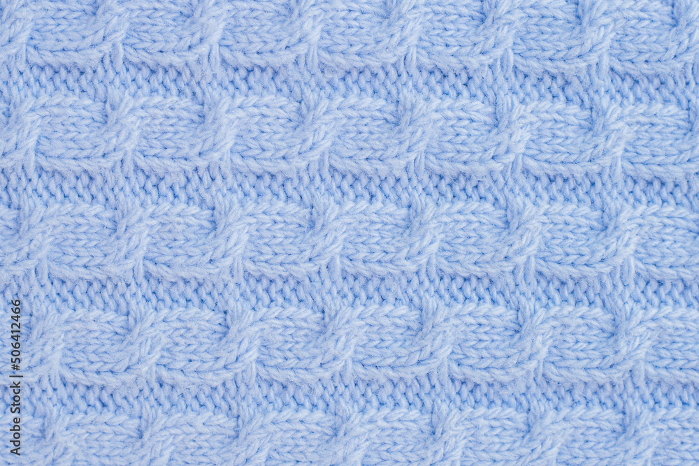 blue knitted wool texture. baby plaid seamless pattern. Desktop wallpaper pigtail knitting