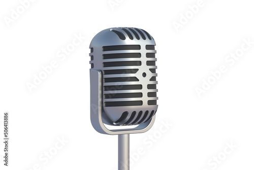 Vintage microphone isolated on white background. 3d render