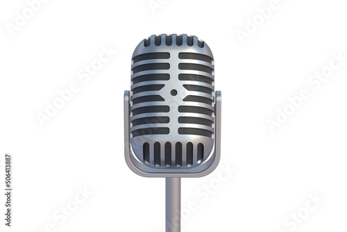 Old microphone isolated on white background. 3d render