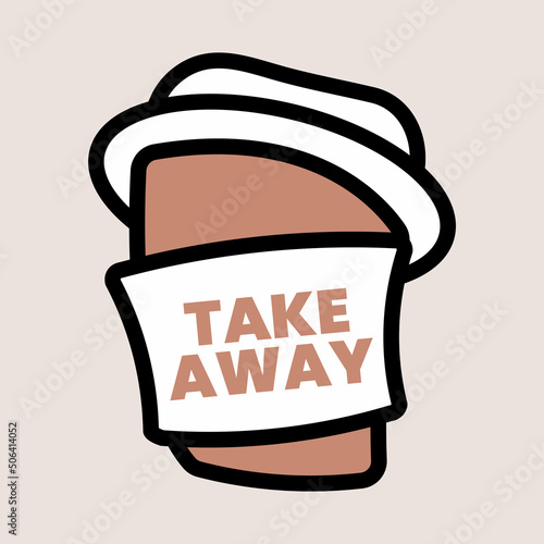 Delicious coffee paper cup icon. Drink vector illustration design
