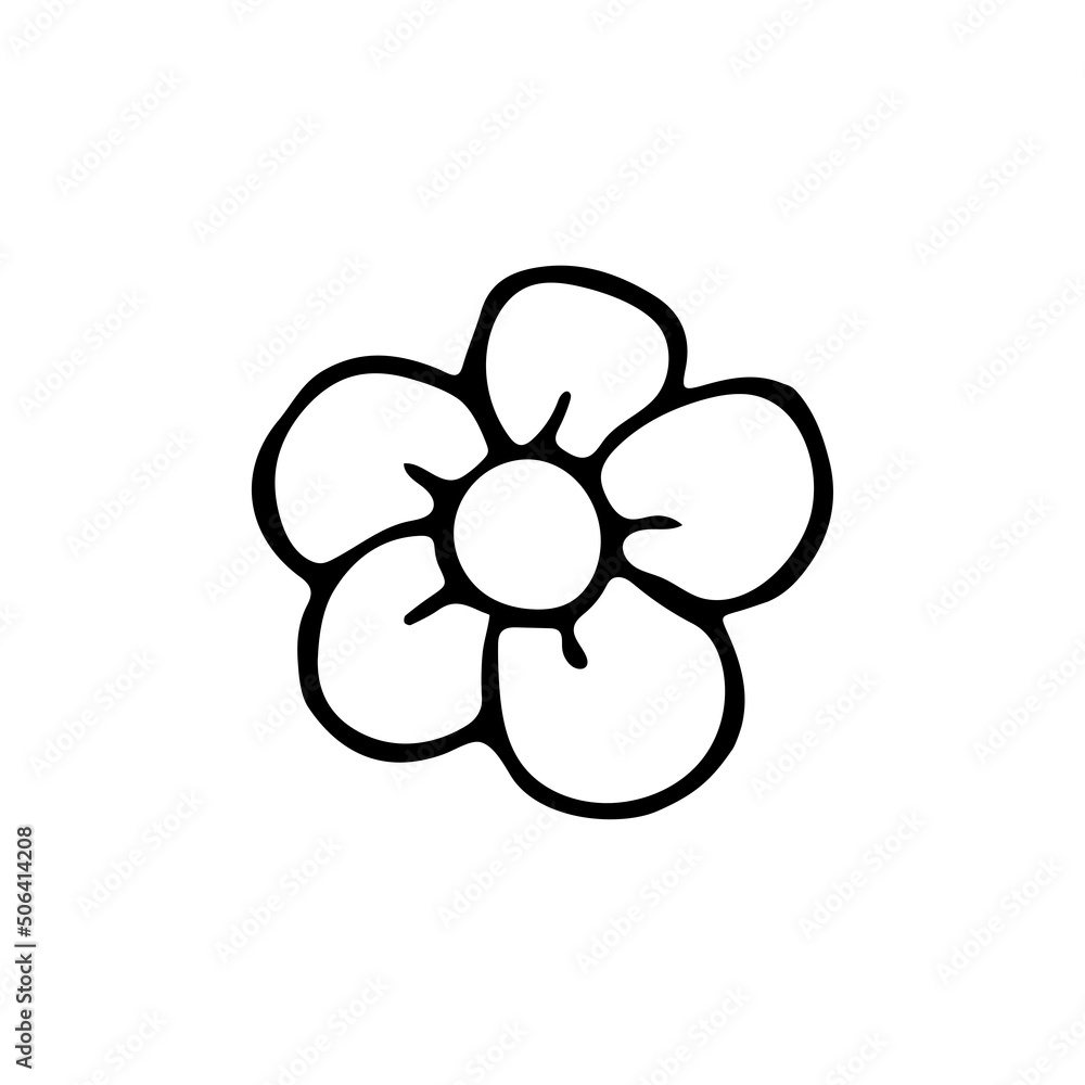 Hand drawn doodle flower. Vector botanical clipart. Outline. Hand drawn doodle flower. Vector botanical clipart. Outline.