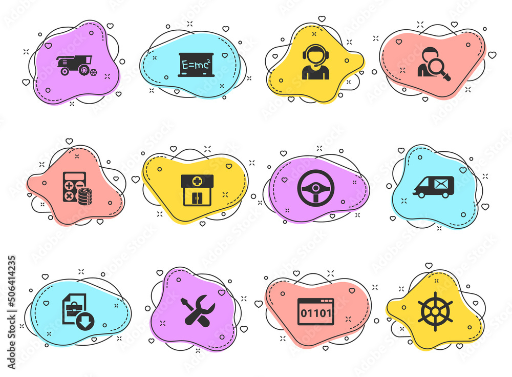 job search glyph vector icons on color bubble shapes isolated on white background. job search icon set for web design, mobile apps and ui design
