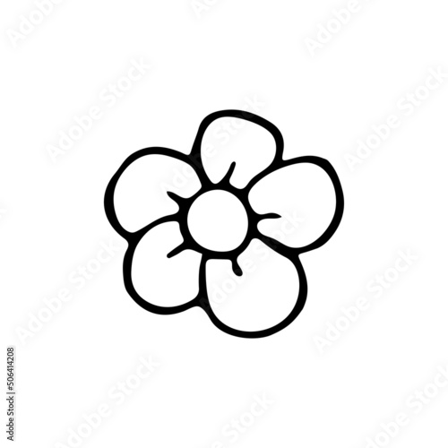 Hand drawn doodle flower. Vector botanical clipart. Outline.
