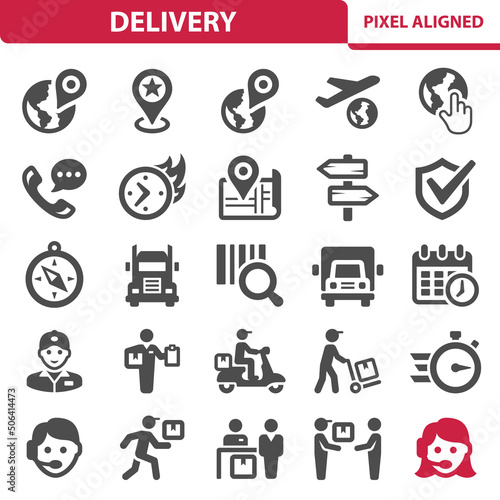 Delivery Icons. Shipping, Transportation, Logistics Icon Set