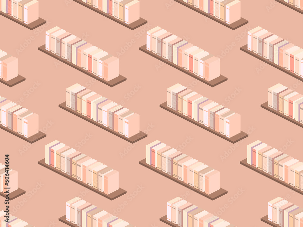 3d bookshelf seamless pattern. Isometric books on a bookshelf, catalog, library. Design for banners, promotional products and posters. Vector illustration 3d bookshelf seamless pattern. Isometric books on a bookshelf, catalog, library. Design for banners, promotional products and posters. Vector illustration