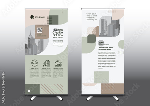 RollUp template vector illustration, Designed for style applied to the expo. Publicity banners, business model vertical.
