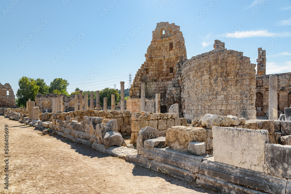 Scenic ruins of Perge (Perga) at Antalya Province, Turkey Scenic ruins of Perge (Perga) at Antalya Province, Turkey