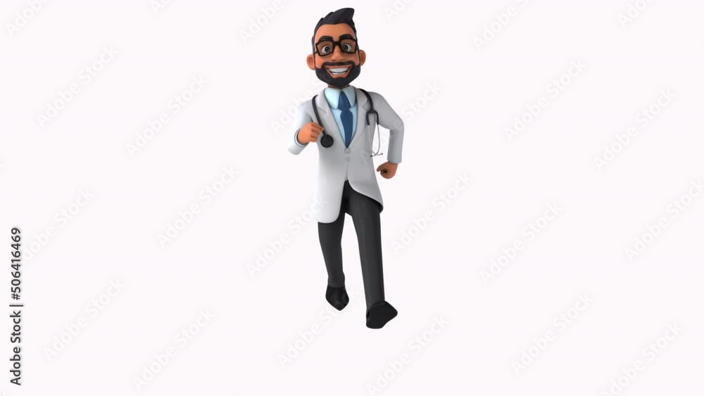 Fun 3D cartoon animation of a fun indian doctor with alpha included Fun 3D cartoon animation of a fun indian doctor with alpha included