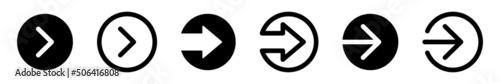 Arrow icon set. Next arrow button. Arrow in circle icon