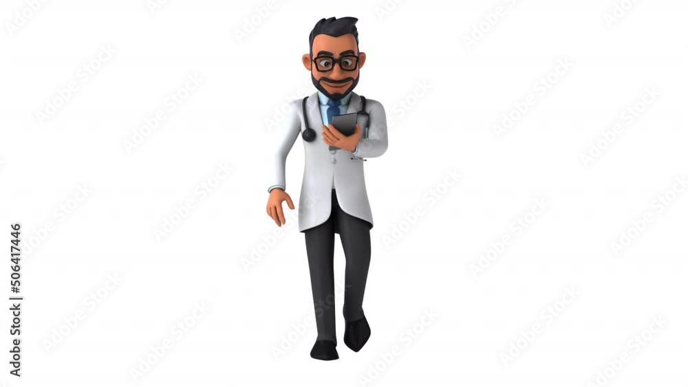 Fun 3D cartoon animation of a fun indian doctor with alpha included Fun 3D cartoon animation of a fun indian doctor with alpha included