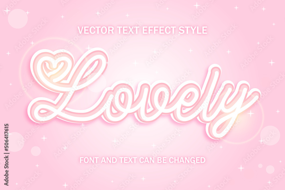 lovely pink cute kawaii 3d editable text effect font style template