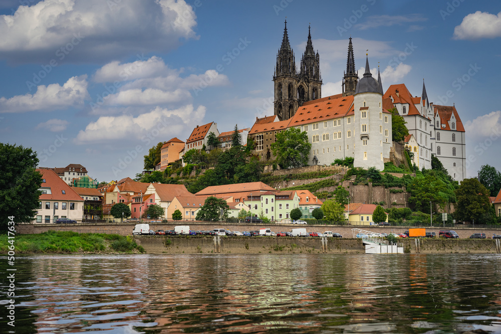 View on old city and castle Albrechtsburg Meissen, Saxony, Germany,