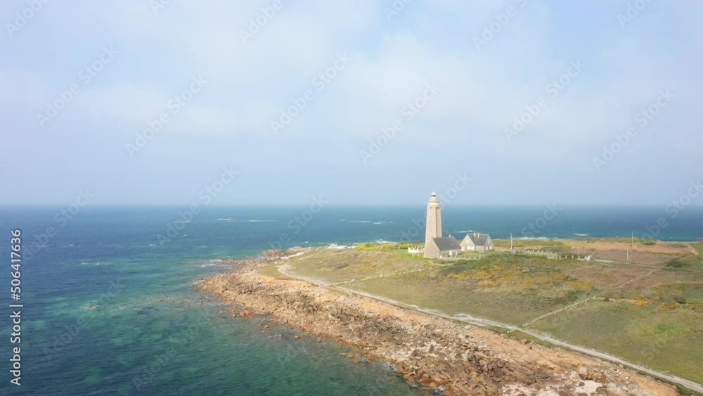 The Cap Levi lighthouse in Europe, France, Normandy, Manche, in spring on a sunny day. The Cap Levi lighthouse in Europe, France, Normandy, Manche, in spring on a sunny day.