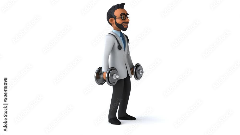 Fun 3D cartoon animation of a fun indian doctor