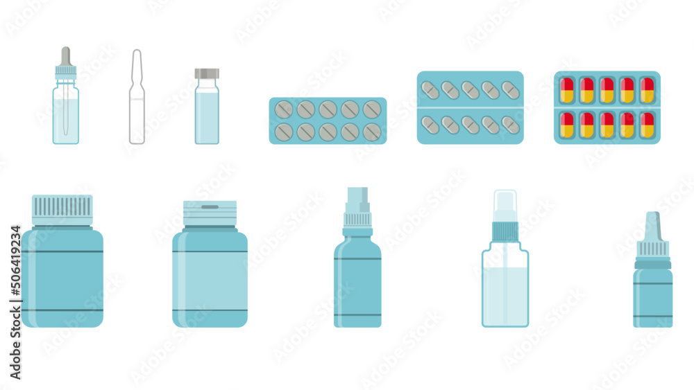 Medicine Bottle and Container set. Medicine Bottle and Container set.