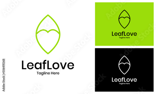 Leaf Love Logo Design Template.