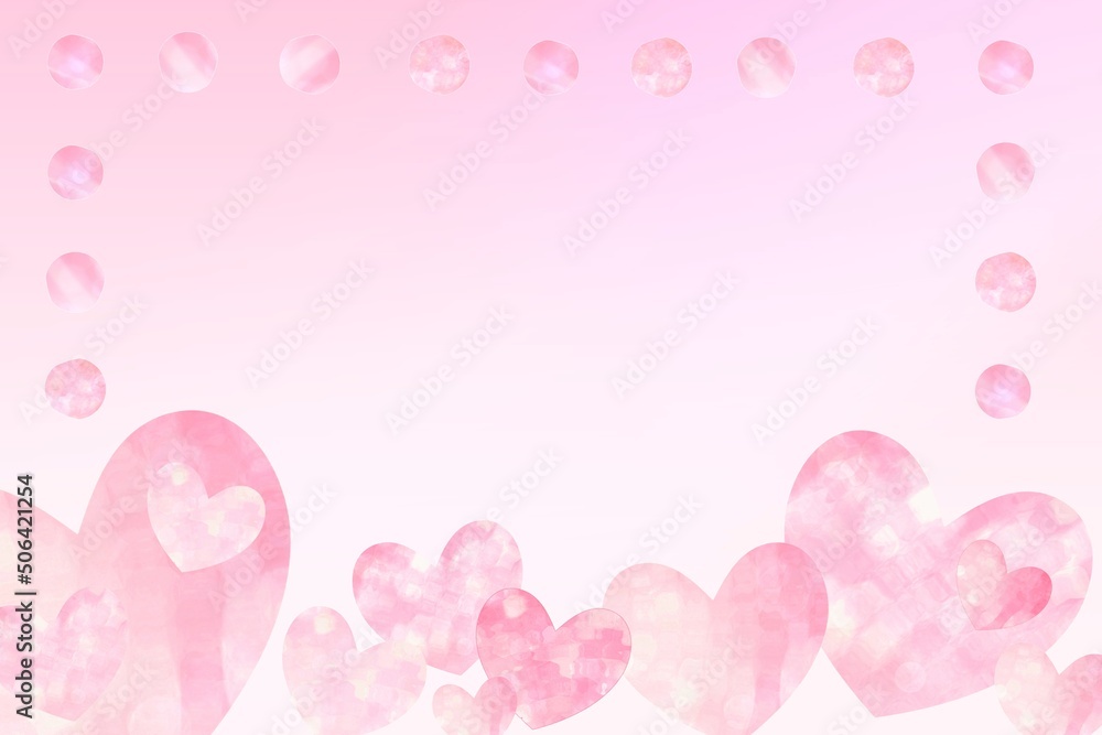 ピンクの可愛いハートのフレーム バレンタインデー ウエディング