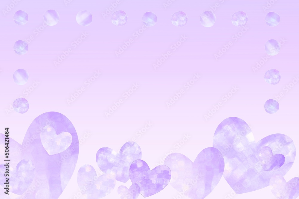 紫色の可愛いハートのフレーム パープル ホワイトデー 枠