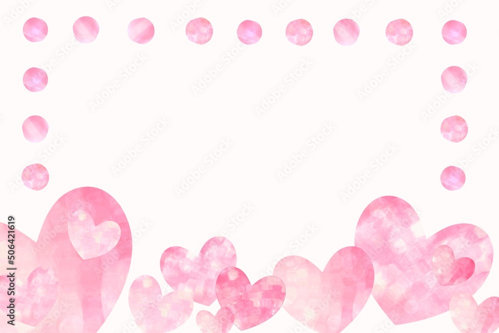 ピンクの可愛いハートのフレーム バレンタインデー