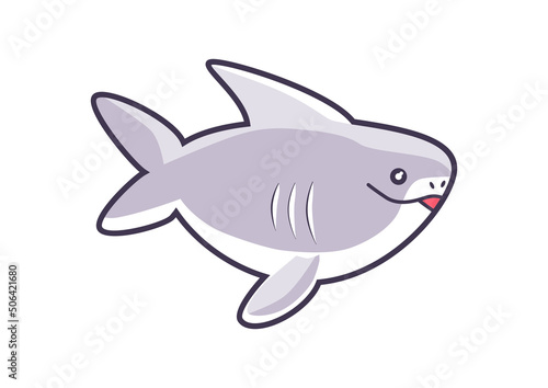 Shark in kawaii style. Limited color vector design.