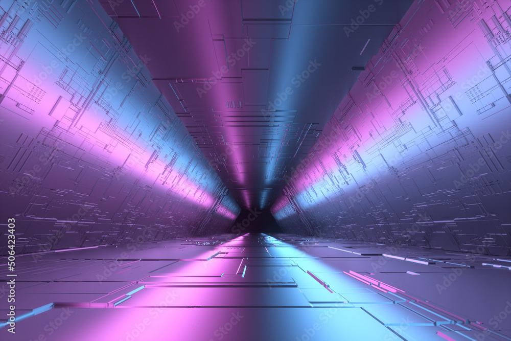 Fototapeta premium 3d rendering sci-fi tunnel and hallway