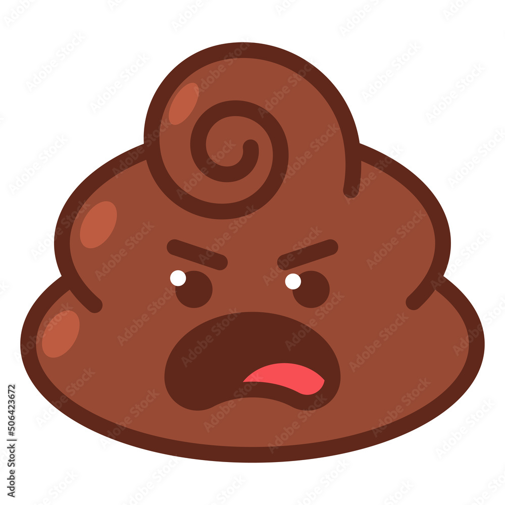 Angry poop emotion vector cartoon illustration isolated on a white background. Angry poop emotion vector cartoon illustration isolated on a white background.