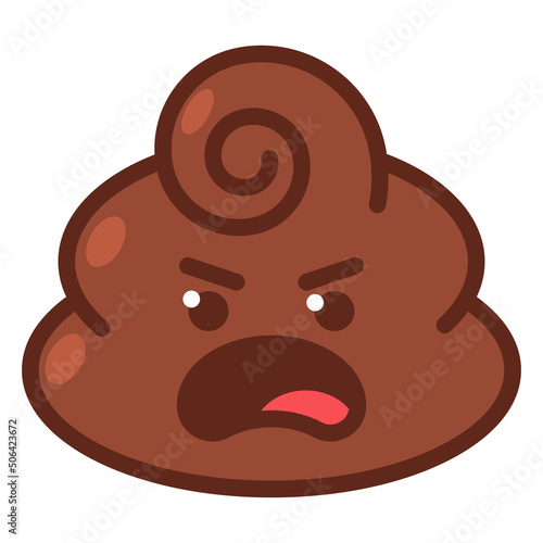 Angry poop emotion vector cartoon illustration isolated on a white background.