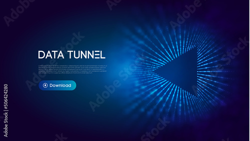 Triangle tunnel big data vector illustration. Abstract digital background. Computer triangle tunnel technology background. Sorting data and network security. Innovation technology business abstract