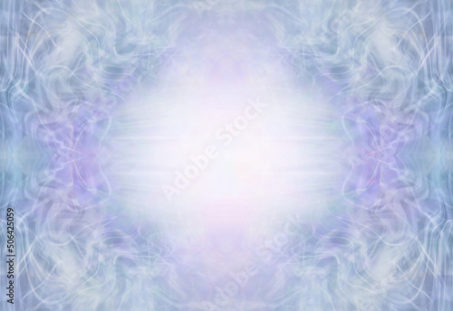 Beautiful blue lilac spiritual diploma certificate award announcement invitation advert template background - symmetrical ethereal delicate pattern with a white central area 