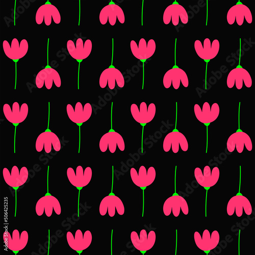 Cute seamless pattern with repeating flowers. Stylish girly print. Simple vector illustration.