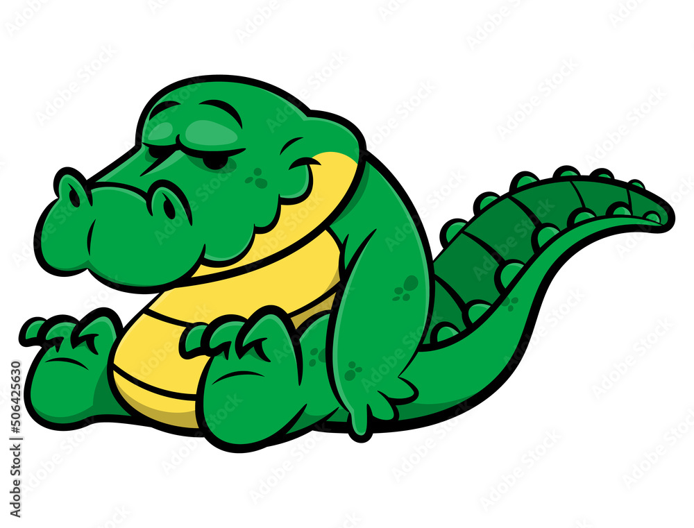 Cartoon illustration of Alligator sunbathing on the beach at summer vacation, best for mascot, logo, sticker, decoration, and t-shirt design with summer vacation themes Cartoon illustration of Alligator sunbathing on the beach at summer vacation, best for mascot, logo, sticker, decoration, and t-shirt design with summer vacation themes