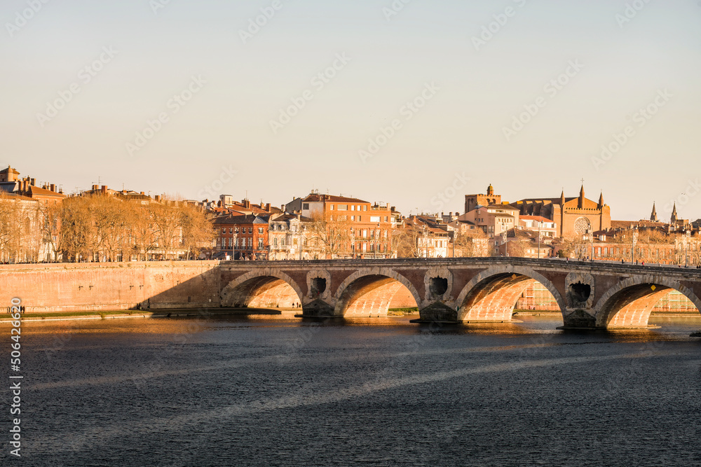 The Pont Neuf in Toulouse in a summer sunny day