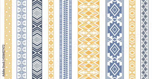 Embroidery ribbon vector patterns, lace seamless border, fashion edge stripes.