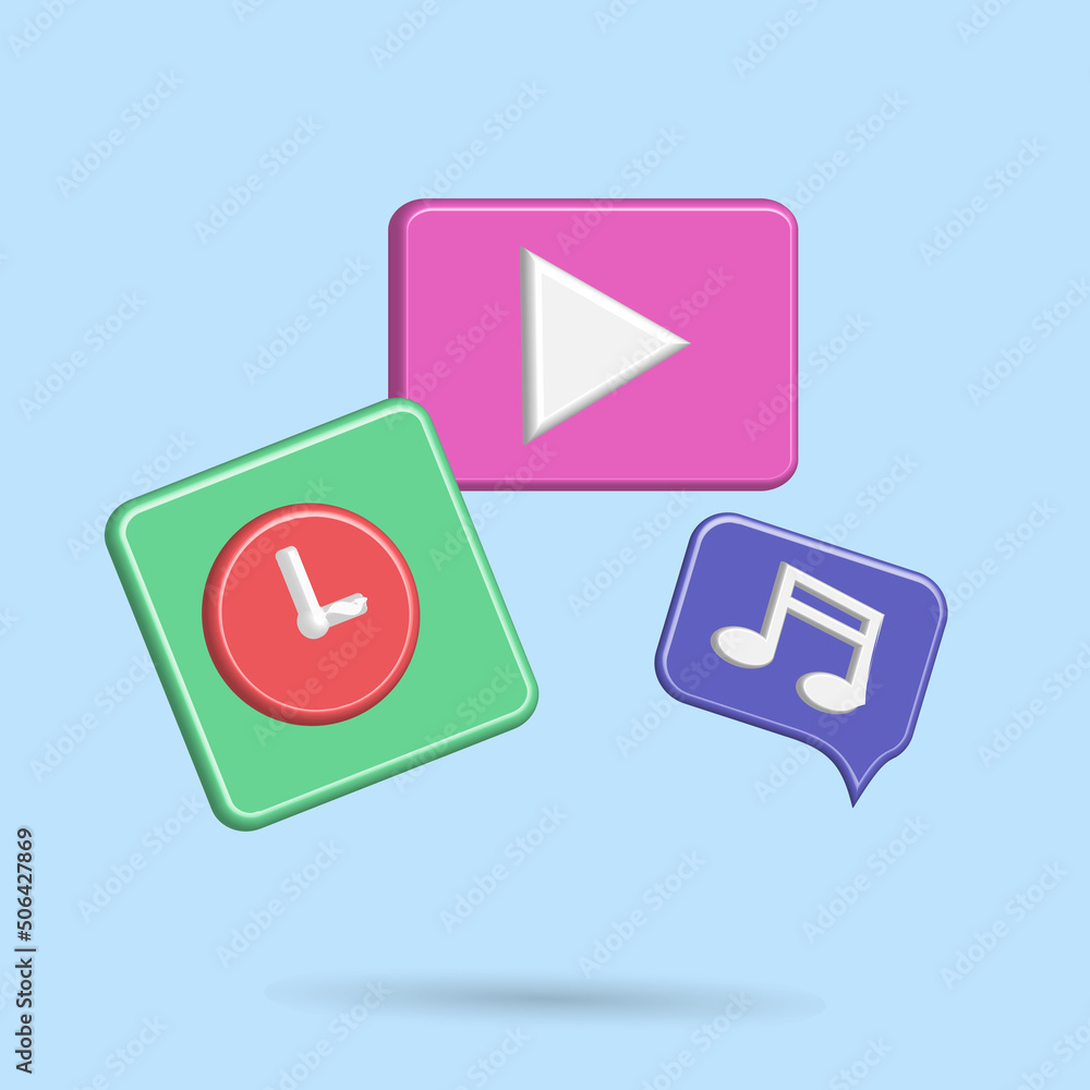 Time for playing music on media social , clock, player and music note vector. Best for your property images Time for playing music on media social , clock, player and music note vector. Best for your property images