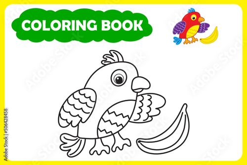 black and white image of an African animal and color example. coloring book for children. vector illustration