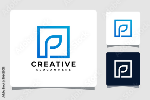 Square Leaf Logo Template Design Inspiration