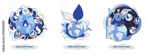 Save our planet ecological metaphor Earth day, love for native home. Sustainable gardening renewable energy. Caring for nature protecting environment stop air and water pollution, rational consumption