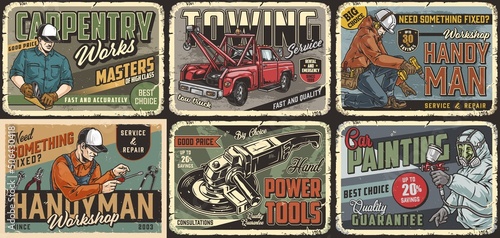 Labor colorful vintage posters set