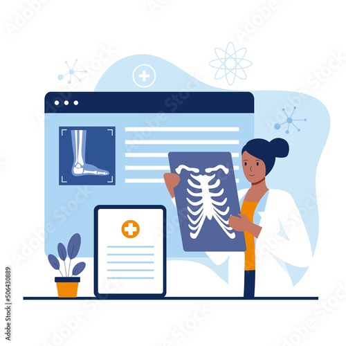 Flat design of radiologist concept. Illustration for websites, landing pages, mobile applications, posters and banners. Trendy flat vector illustration