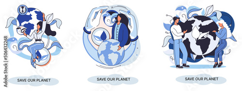 Save our planet ecological metaphor Earth day, love for native home. Sustainable gardening renewable energy. Caring for nature protecting environment stop air and water pollution, rational consumption