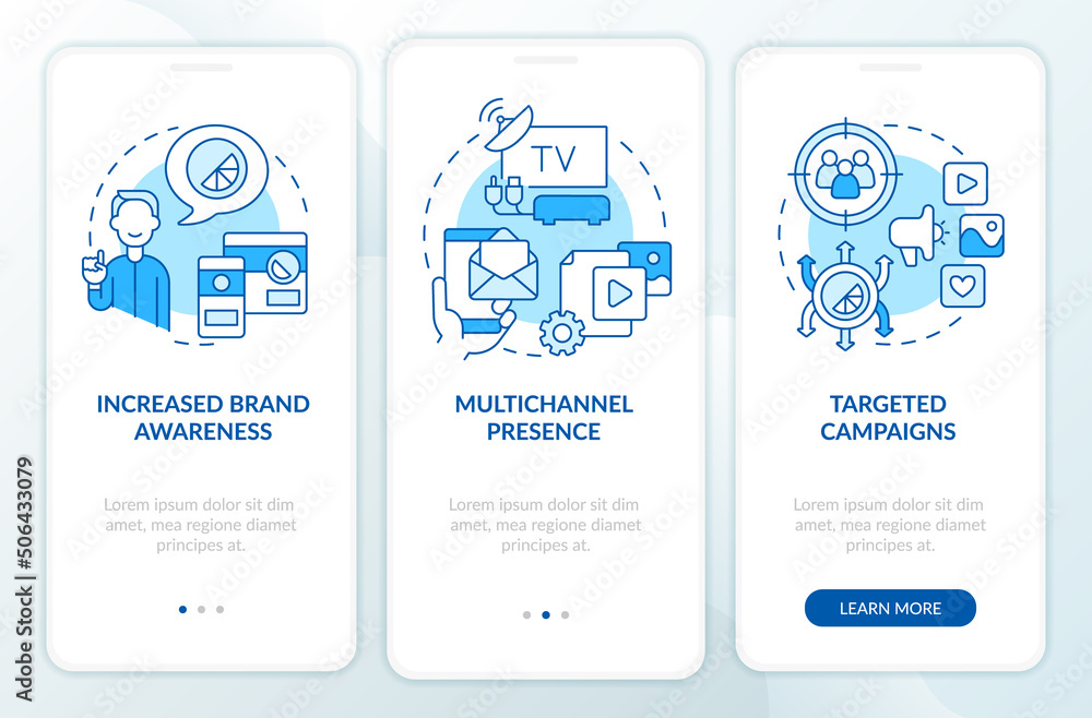 Digital transformation pros blue onboarding mobile app screen ...