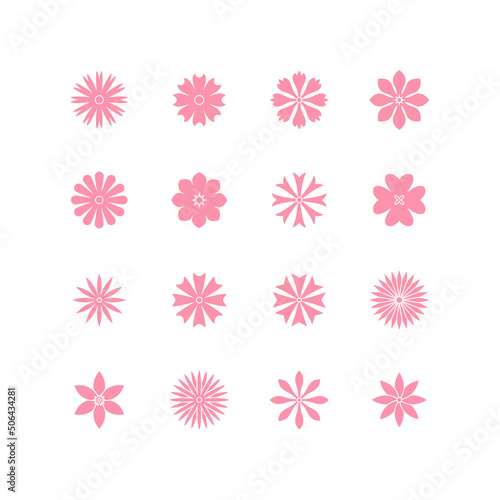 Set of flowers. Collection of design elements. Decorative symbols. Vector illustration.  © Yulia