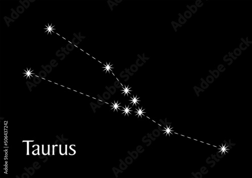 Taurus constellation on black background.