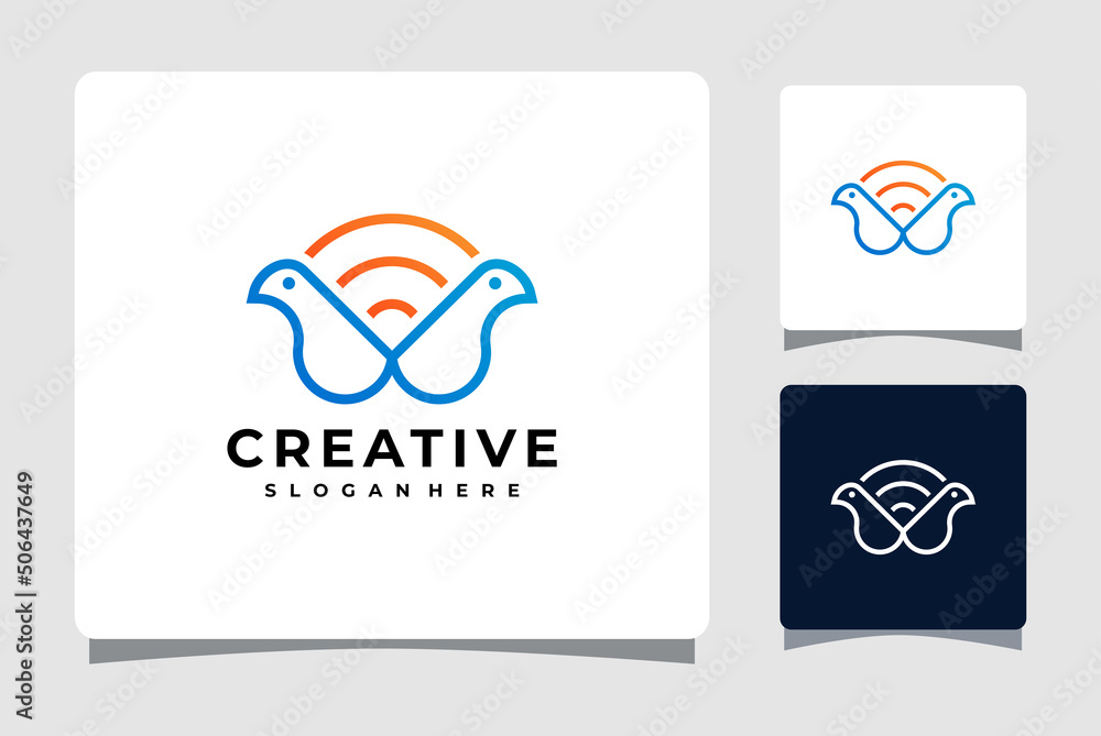 Wifi Signal and Bird Logo Template Design Inspiration Wifi Signal and Bird Logo Template Design Inspiration