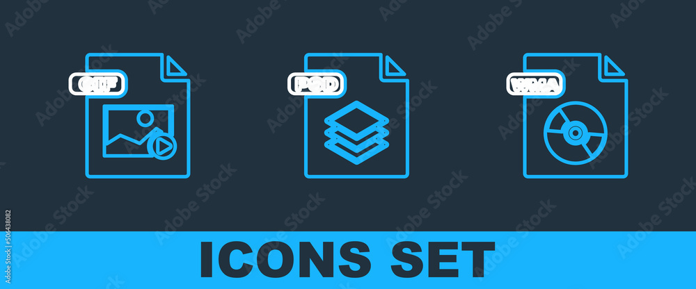 Set line WMA file document, GIF and PSD icon. Vector Set line WMA file document, GIF and PSD icon. Vector